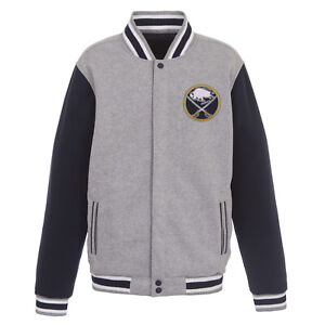 NHL Buffalo Sabres Reversible Full Snap Fleece Jacket 2 Front Logos JH Design