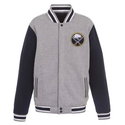 NHL Buffalo Sabres Reversible Full Snap Fleece Jacket 2 Front Logos JH Design - Image 1 of 4