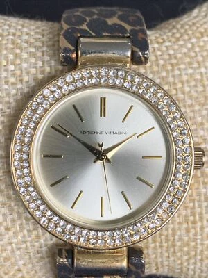 Adrienne Vittadini Women’s Watch AD10131 Gold Tone Face Rhinestones Leopard WR - Image 1 of 4