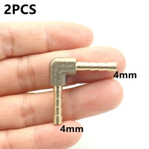 2Pcs 1/8 Inch (4mm) NEW Brass Barbed Tube Pipe Fitting Hose Barb Elbow 90 Degree - Picture 1 of 4