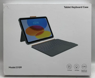 Tablet Keyboard Case S109 Removable Cover Gray/Orange for iPad 10th Generation - Image 1 of 4