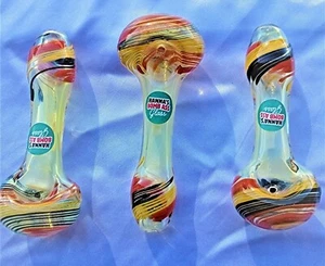 Hannas Bombe Arsch Glas 4" Rauch Multi-Color Wirbel Glas Löffel Pfeife-US-Verkäufer - Bild 1 von 2