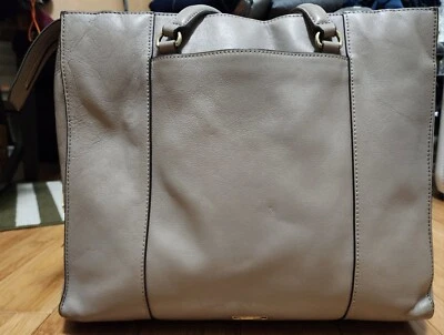 Rebecca Minkoff Regan Satchel Tote Handbag Bag Stone Gray Leather Business Party - Image 1 of 4