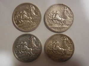 serie completa 2 lire 1914 1915 1916 1917 argento quadrica cavalli - Picture 1 of 2