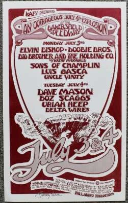 Doobie Brothers Concert Poster Randy Tuten Signed Bakersfield 1972 - Image 1 of 2