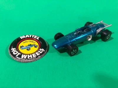 De colección 1969 Hot Wheels Redline Indy Eagle azul con botón - Hong Kong Foto 1 de 2