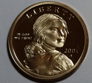 2001 S Amerikanischer Ureinwohner Sacagawea Dollar in Polierter Platte - Bild 1 von 2