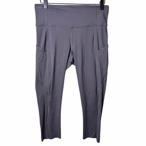Lululemon Fast Free Crop Nulux 19" Dark Gray Reflective Detail Women's Size 8 - Picture 1 of 12