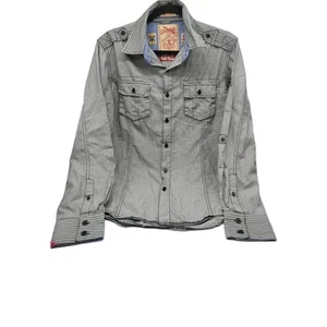 Sovereign Code Mens Shirt Size Medium Long Roll Tab Sleeve Light Gray Pocket - Picture 1 of 8