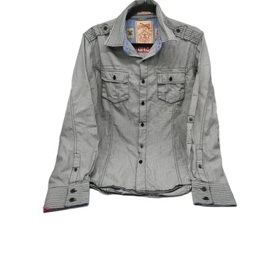 Sovereign Code Mens Shirt Size Medium Long Roll Tab Sleeve Light Gray Pocket - Image 1 of 4