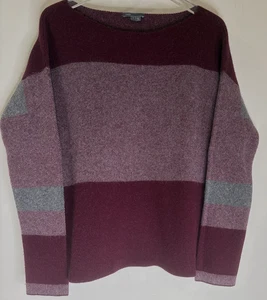 Vince Sz Large Intarsia Block Wool Cashmere Blend Sweater Maroon & Heather Grey - Picture 1 of 11