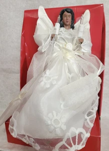 December Home Pre Iluminado 10" Ángel Árbol Topper Piel Cabello Marrón Nuevo - Imagen 1 de 3