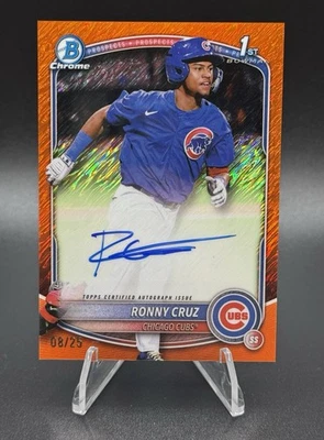 2025 Bowman Chrome Ronny Cruz Orange Shimmer Auto /25 #CPA-RCR Cubs - Image 1 of 2