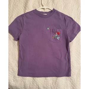 The Disney Store Little Mermaid Vintage Girls Embroidered Pocket Tee size 7/8 - Picture 1 of 4