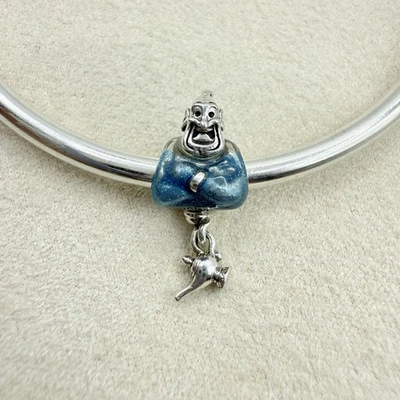Pandora Disney Aladdin Genie & Lamp Dangle Charm Bead Blue Enamel Jewelry - Image 1 of 4