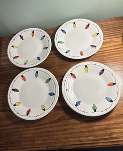 Set 4 Fiesta Ware String O Lights Luncheon Plates Fiestaware Christmas - Picture 1 of 4