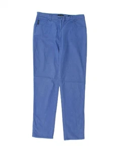 ARMANI Womens Slim Casual Trousers UK 10 Small W30 L27 Blue Cotton DL22 - Picture 1 of 3