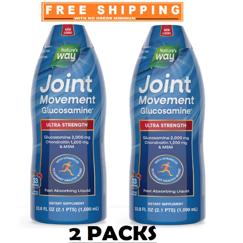 Paquete de 2 -Nature's Way Movimiento Articular Glucosamina Líquido Extra Fuerte 33.8 fl. oz. Foto 1 de 4