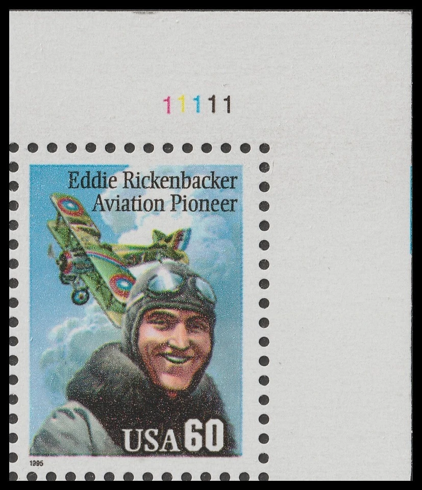 US 2998 Eddie Rickenbacker 60c plate single UR MNH 1995 - Image 1 of 1
