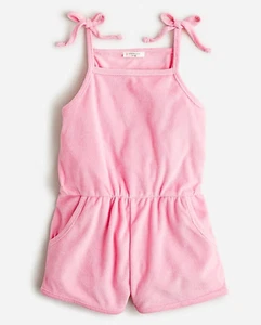 J.Crew Crewcuts Pink Sleeveless Elastic Waist Pockets Terry Jumper Jumpsuit Sz 4 - Picture 1 of 1