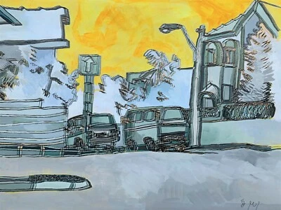 Fantástica pintura gouache original de arte pop del siglo XX Foto 1 de 4