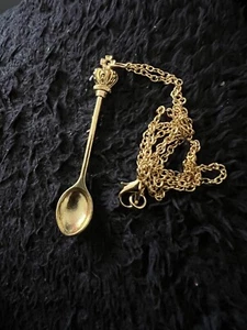 Gold Crown Mini Tea Spoon Necklace - Picture 1 of 2