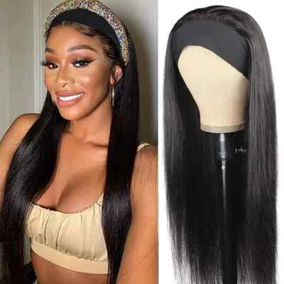 Headband Wig Human Hair Human Hair Wigs Full Machine Black Women Easy To Go 180% - Image 1 of 4