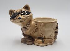 Adorable Vtg 70s Scioto Raccoon Masked Bandit Ceramic Planter Bowl Pen Cup