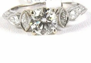Natural Round Diamond Solitaire Lady's Ring 14k White Gold 1.44Ct - Picture 1 of 8