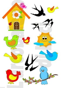 13 ADESIVI WINDOW STICKERS FINESTRA UCCELLINI BIRDS PRIMAVERA RONDINI SPRING - Picture 1 of 1