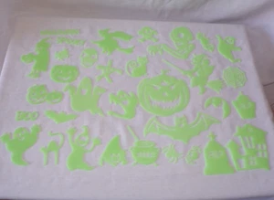 Lot Glow In The Dark Halloween Decoration Plastic Wall Stickers Ghost Witch Cat - Picture 1 of 7