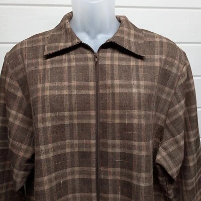 Chaqueta de otoño Bon Worth para mujer talla grande X-grande marrón tostado cremallera a cuadros   Foto 1 de 4