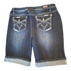 Earl Jeans Womens Bling Embroidered Rhinestone Cuffed Skimmer Shorts Size 12P