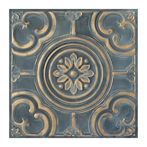 Vintage Pattern Tin Ceiling Tiles Suspended Wall Panels PL50 Smoked gold 10pcs - Picture 1 of 23