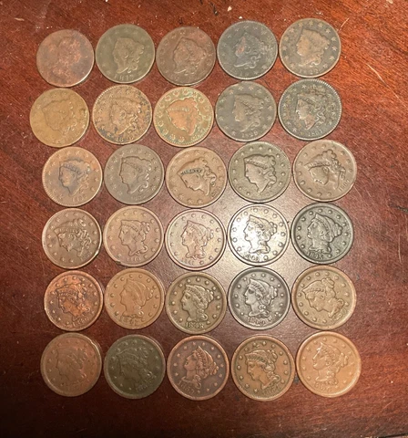 30 COIN LARGE CENT LOT 1801-1854 DRAPED BUST MATRON HEAD BRAIDED HAIR   GOOD-XF Cover