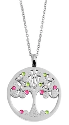 Akzent Baum des Lebens Kette Damen Halskette Lebensbaum Silberfarbig Edelstahl - Bild 1 von 4