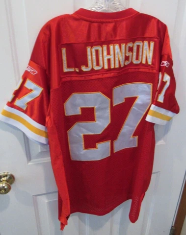 Kansas City Chiefs Larry Johnson NFL Football Jersey Men's Size 50 Reebok sewn Cover