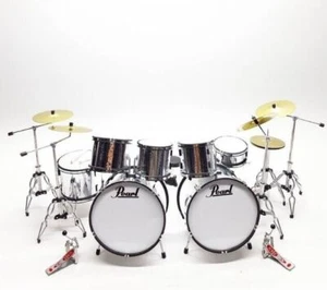 Miniature Drum Kit Double Bass Silver Metal Musical Instruments Display Gift 1:6 - Picture 1 of 5