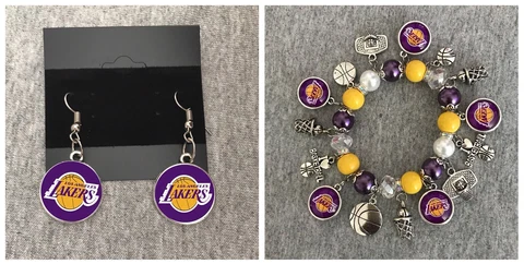 Los Angeles Lakers Earring and Charm Bracelet set Cover