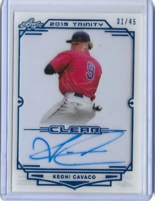 2019 Leaf Trinity KEONI CAVACO Clear Acetate Platinum Foil Auto RC /45 Twins - Image 1 of 3