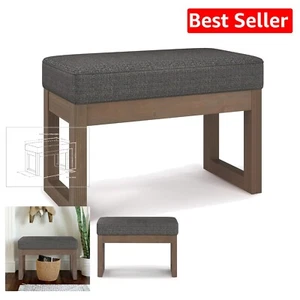 Compact Rectangular Ottoman Bench in Ebony Tweed - Assembled & Ready to Use - Picture 1 of 11