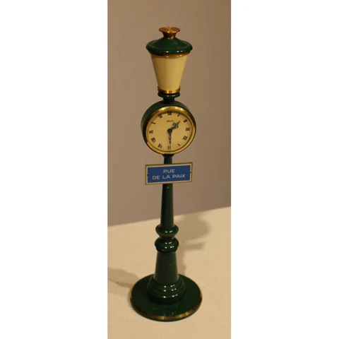Vintage Swiss Original Brass Floor Lamp desk clock signed JAEGER "RUE DE LA PAIX Cover