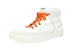 Herren DIESEL "ROUTE" Weiß Leder High Top Mode Turnschuhe Gr. 12 (45 EU) - Bild 1 von 6