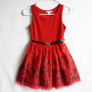 KNIT WORKS Red Black Floral Sleeveless Side Lined Dress Girls Size 7 - Bild 1 von 6