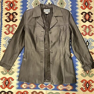 Clio Women's Genuine Black Leather Blazer Jacket Size 8 - Picture 1 of 5