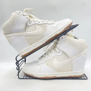 Nike Dunk High Sky Hi White Trainers Size UK 6 Womens Leather Hidden Wedge - Picture 1 of 8