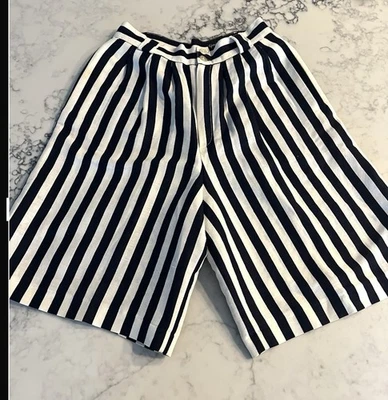 Pantalones Cortos Giorgio Sant D Angelo Mezcla de Lino Azul Rayas De Colección Talla 10 Foto 1 de 4