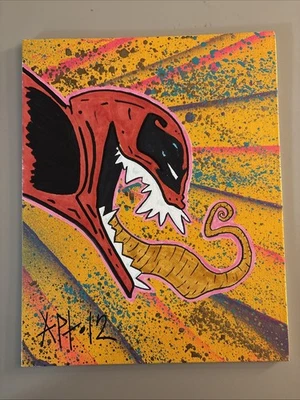 8x10 pintado a mano (qué pasaría si la carnicería se convirtiera en veneno) luz negra - arte pop Foto 1 de 3