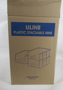ULINE Plastic Stackable Bins 11 x 5 1⁄2 x 5" Green S-12415 | 12-Pack Case - Picture 1 of 6