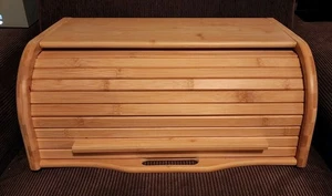 Premium Geschenke Bambus Brotkasten Aufbewahrung Küchentheke Naturholz groß - Bild 1 von 9